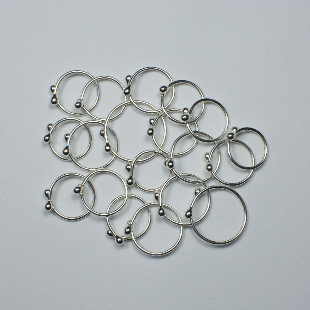 2 Mini Stackable Handmade Sterling Silver Bone Rings - Picture 3 of 7